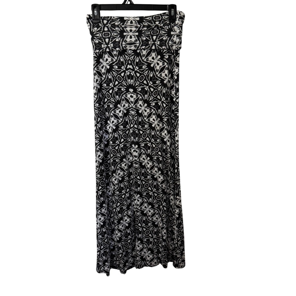 Jeans by Buffalo Women Black White Geometric Kaleidoscope Print Maxi Skirt Small